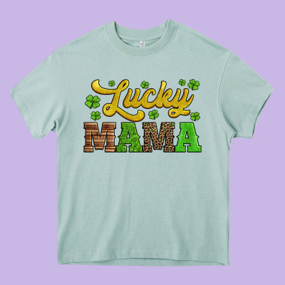Lucky Mama St Patricks Day Heavy Core Tee Designed By Jasminsmagicworld