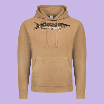 Northern Pike Fish Illustrations Vintage Hoodie Designed By Lillyallendesigns