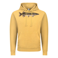 Vintage Mustard Northern Pike Fish Illustrations Vintage Hoodie - LillyAllenDesigns