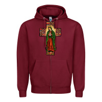 Burgundy our lady of guadalupe cros Zipper Hoodie - JahusDesignShop