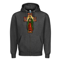 Charcoal Heather our lady of guadalupe cros Zipper Hoodie - JahusDesignShop