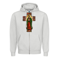 Dove Grey our lady of guadalupe cros Zipper Hoodie - JahusDesignShop