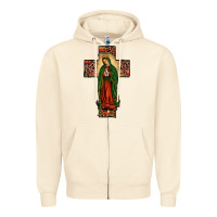 Sandshell our lady of guadalupe cros Zipper Hoodie - JahusDesignShop