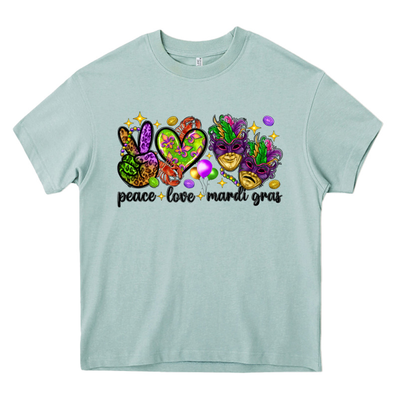 Peace Love Mardi Gras Heavy Core Tee by HowdyJamesFarm | Teevron
