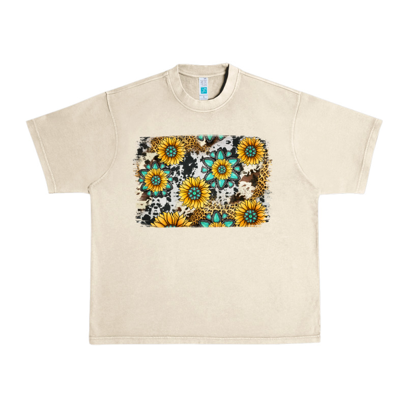 Gemstone Sunflower Cowhide Background Urban Heavy Tee by Jasminsmagicworld | Teevron