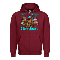 Burgundy merry christmas Zipper Hoodie - JahusDesignShop