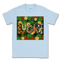 Dusty Blue st patricks day lucky clover and coins Classic Tee - CowGirlArtShop