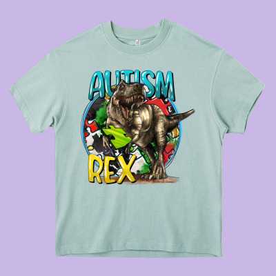 Autism Rex Heavy Core Tee Designed By Cowgirlartshop