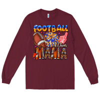 Burgundy football mama Long Sleeve Tee - CowhideDigitalArt
