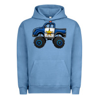 Pigment Pebble Blue police car monster truck Urban Hoodie - Jasminsmagicworld