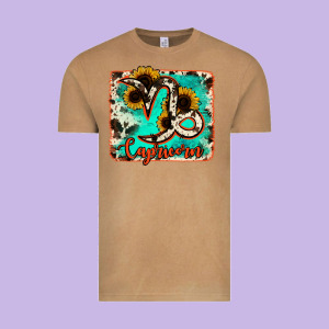 Capricorn Turquoise Cowhide Vintage Tee Designed By Ranaportraitstore