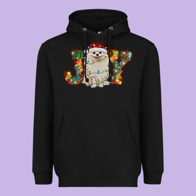 Pomeranian Christmas Joy Heavyweight Hoodie Designed By Ranaportraitstore