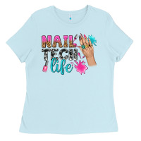 Baby Blue nail tech life bbs Ladies Tee - BundleAndBundleShop
