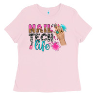 Bubblegum Pink nail tech life bbs Ladies Tee - BundleAndBundleShop