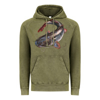 Vintage Olive Catfish Illustrations Vintage Hoodie - LillyAllenDesigns