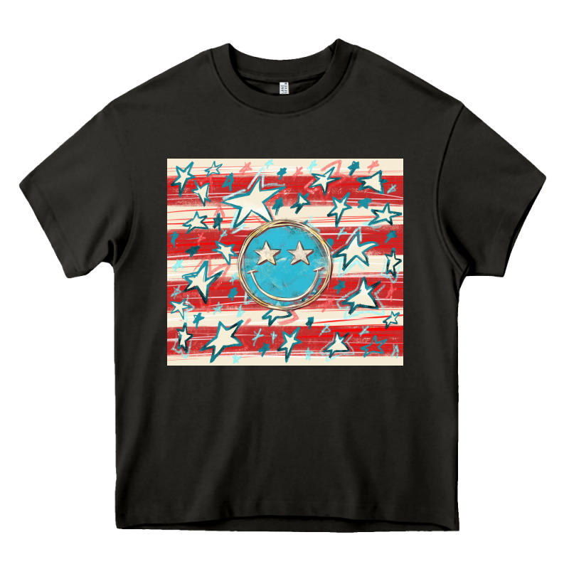 America Flag Smiley  Tumbler Heavy Core Tee by HowdyJamesFarm | Teevron