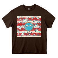 Chocolate Brown America flag smiley  tumbler Heavy Core Tee - HowdyJamesFarm