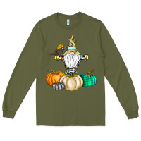 Army Green Happy Fall Long Sleeve Tee - CowhideDigitalArt