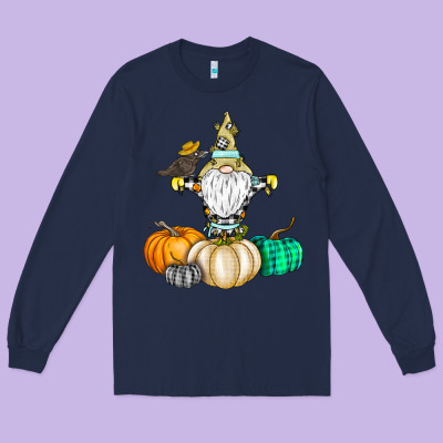 Happy Fall Long Sleeve Tee Designed By Cowhidedigitalart