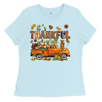 Baby Blue it's thankful y'all with truck bbs Ladies Tee - BundleAndBundleShop