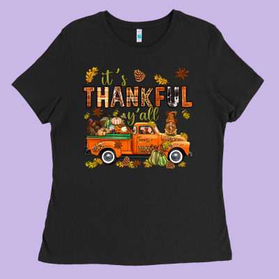 It's Thankful Y'all With Truck Bbs Ladies Tee Designed By Bundleandbundleshop