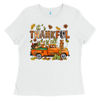 White it's thankful y'all with truck bbs Ladies Tee - BundleAndBundleShop