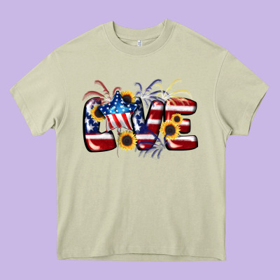 Love 4th Of July Heavy Core Tee Designed By Cowgirlartshop
