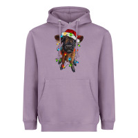 Lavender highland cow calf with christmas lights Heavyweight Hoodie - RanaPortraitStore