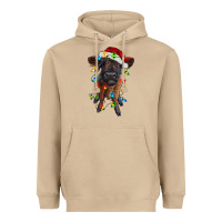 Mushroom highland cow calf with christmas lights Heavyweight Hoodie - RanaPortraitStore