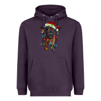 Plum highland cow calf with christmas lights Heavyweight Hoodie - RanaPortraitStore