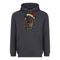 Smoke highland cow calf with christmas lights Heavyweight Hoodie - RanaPortraitStore