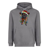 Storm highland cow calf with christmas lights Heavyweight Hoodie - RanaPortraitStore