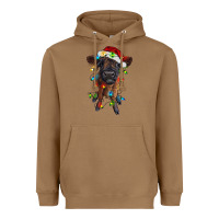Toasted Coconut highland cow calf with christmas lights Heavyweight Hoodie - RanaPortraitStore