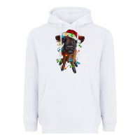 White highland cow calf with christmas lights Heavyweight Hoodie - RanaPortraitStore