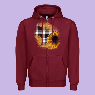 Sunflower Christmas Patch Zipper Hoodie Designed By Jahusdesignshop