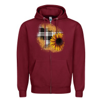 Burgundy sunflower christmas patch Zipper Hoodie - JahusDesignShop