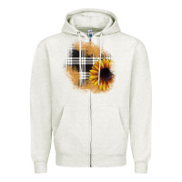 Oatmeal Heather sunflower christmas patch Zipper Hoodie - JahusDesignShop
