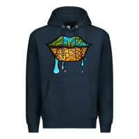 Navy summer vibes pineapple lips Premium Hoodie - Jasminsmagicworld