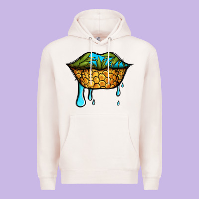 Summer Vibes Pineapple Lips Premium Hoodie Designed By Jasminsmagicworld