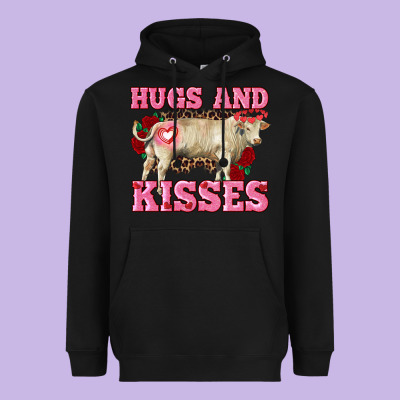 Hugs And Kisses Charolais Bull Heavyweight Hoodie Designed By Ranaportraitstore