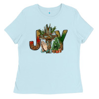 Baby Blue joy christmas with cross bbs Ladies Tee - BundleAndBundleShop