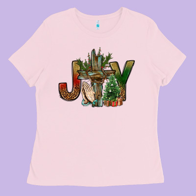 Joy Christmas With Cross Bbs Ladies Tee Designed By Bundleandbundleshop