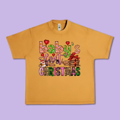 Baby's First Christmas Urban Heavy Tee Designed By Fadigitalartstudio