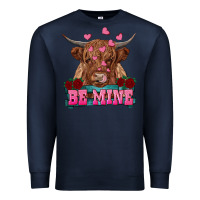 Navy be mine highland cow Premium Sweatshirt - RanaPortraitStore