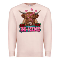 Pale Pink be mine highland cow Premium Sweatshirt - RanaPortraitStore