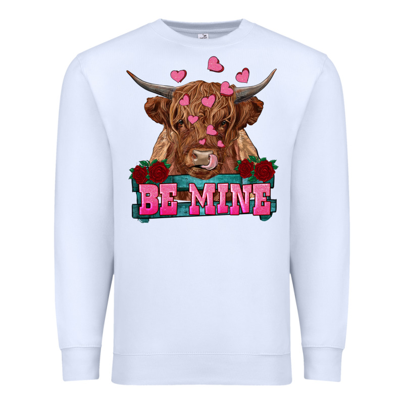Be Mine Highland Cow Premium Sweatshirt by RanaPortraitStore | Teevron