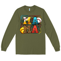 Army Green Leopard Softball And Baseball Mama Mother's Day Long Sleeve Tee - LillyAllenDesigns
