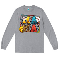 Heather Grey Leopard Softball And Baseball Mama Mother's Day Long Sleeve Tee - LillyAllenDesigns
