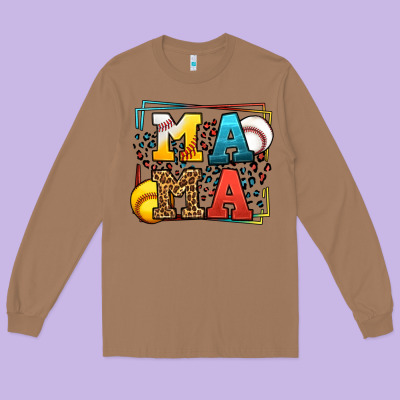 Leopard Softball And Baseball Mama Mother's Day Long Sleeve Tee Designed By Lillyallendesigns
