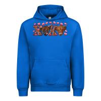Cobalt Xoxo highland cows Urban Hoodie - RanaPortraitStore